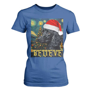 Funny Xmas Poodle T Shirt For Women Believe Christmas Starry Night Dog Lover TS09 Royal Blue Print Your Wear