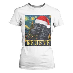 Funny Xmas Poodle T Shirt For Women Believe Christmas Starry Night Dog Lover TS09 White Print Your Wear