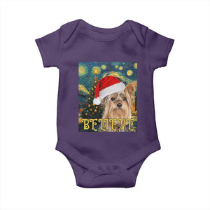 Funny Xmas Yorkshire Baby Onesie Believe Christmas Starry Night Dog Lover TS09 Purple Print Your Wear