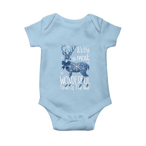 Chrismtas Reindeer Coquette Baby Onesie It's The Most Wonderful Time Of The Year TS09 Light Blue Print Your Wear