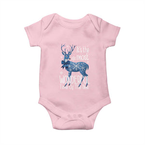 Chrismtas Reindeer Coquette Baby Onesie It's The Most Wonderful Time Of The Year TS09 Light Pink Print Your Wear