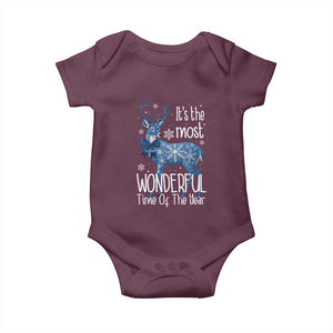 Chrismtas Reindeer Coquette Baby Onesie It's The Most Wonderful Time Of The Year TS09 Maroon Print Your Wear