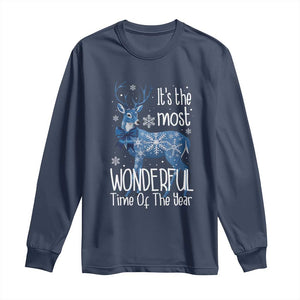 Chrismtas Reindeer Coquette Long Sleeve Shirt It's The Most Wonderful Time Of The Year TS09 Navy Print Your Wear