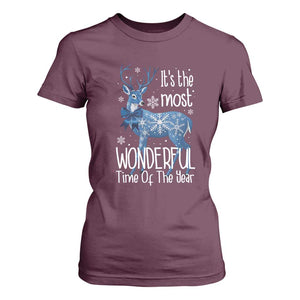 Chrismtas Reindeer Coquette T Shirt For Women It's The Most Wonderful Time Of The Year TS09 Maroon Print Your Wear