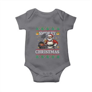 Funny Xmas Grilling Baby Onesie Smokey Christmas BBQ Santa Grill Roast On Smoker TS09 Charcoal Print Your Wear