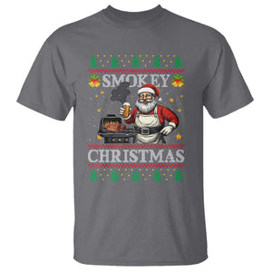 Funny Xmas Grilling T Shirt Smokey Christmas BBQ Santa Grill Roast On Smoker TS09 Charcoal Print Your Wear