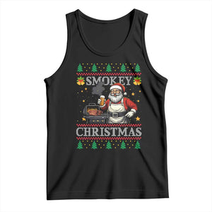Funny Xmas Grilling Tank Top Smokey Christmas BBQ Santa Grill Roast On Smoker TS09 Black Print Your Wear