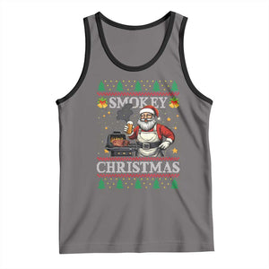 Funny Xmas Grilling Tank Top Smokey Christmas BBQ Santa Grill Roast On Smoker TS09 Deep Heather Black Print Your Wear