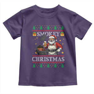 Funny Xmas Grilling Toddler T Shirt Smokey Christmas BBQ Santa Grill Roast On Smoker TS09 Purple Print Your Wear
