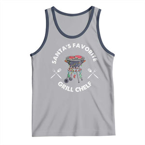 Funny Xmas Grilling Tank Top Santa's Favorite Grill Chelf BBQ TS09 Athletic Heather Navy Print Your Wear