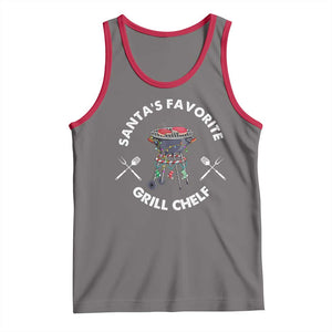 Funny Xmas Grilling Tank Top Santa's Favorite Grill Chelf BBQ TS09 Deep Heather Red Print Your Wear