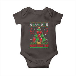 Funny Xmas Grilling Baby Onesie Merry Grill Mas Santa Grilling BBQ Smoking Meat TS09 Dark Chocolate Print Your Wear