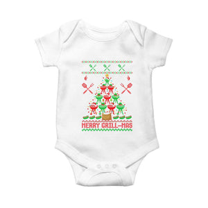Funny Xmas Grilling Baby Onesie Merry Grill Mas Santa Grilling BBQ Smoking Meat TS09 White Print Your Wear