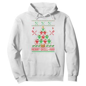 Funny Xmas Grilling Hoodie Merry Grill Mas Santa Grilling BBQ Smoking Meat TS09 White Print Your Wear
