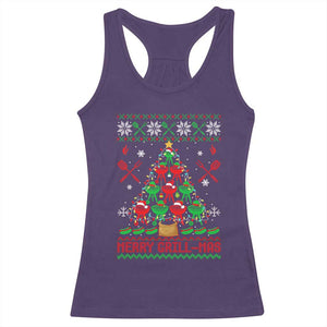 Funny Xmas Grilling Racerback Tank Top Merry Grill Mas Santa Grilling BBQ Smoking Meat TS09 Purple Print Your Wear