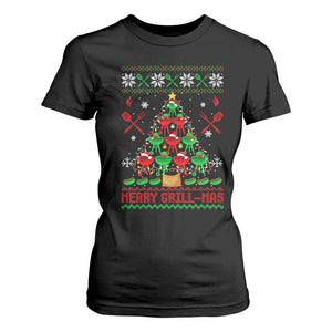 Funny Xmas Grilling T Shirt For Women Merry Grill Mas Santa Grilling BBQ Smoking Meat TS09 Black Print Your Wear