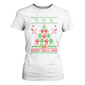 Funny Xmas Grilling T Shirt For Women Merry Grill Mas Santa Grilling BBQ Smoking Meat TS09 White Print Your Wear