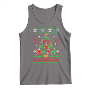 Funny Xmas Grilling Tank Top Merry Grill Mas Santa Grilling BBQ Smoking Meat TS09 Deep Heather Print Your Wear