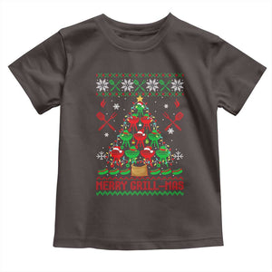 Funny Xmas Grilling Toddler T Shirt Merry Grill Mas Santa Grilling BBQ Smoking Meat TS09 Dark Chocolate Print Your Wear