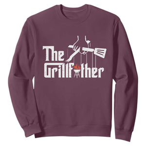 Funny Grill Dad Sweatshirt The Grillfather BBQ Party Grilling TS09 Maroon Print Your Wear