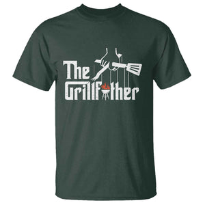 Funny Grill Dad T Shirt The Grillfather BBQ Party Grilling TS09 Dark Forest Green Print Your Wear