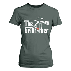 Funny Grill Dad T Shirt For Women The Grillfather BBQ Party Grilling TS09 Dark Forest Green Print Your Wear