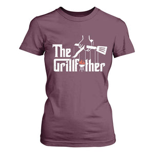 Funny Grill Dad T Shirt For Women The Grillfather BBQ Party Grilling TS09 Maroon Print Your Wear