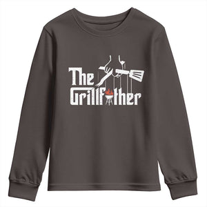Funny Grill Dad Youth Sweatshirt The Grillfather BBQ Party Grilling TS09 Dark Chocolate Print Your Wear