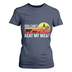 Funny BBQ Grilling T Shirt For Women You Can't Beat My Meat TS09 Navy Print Your Wear