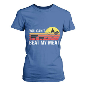 Funny BBQ Grilling T Shirt For Women You Can't Beat My Meat TS09 Royal Blue Print Your Wear