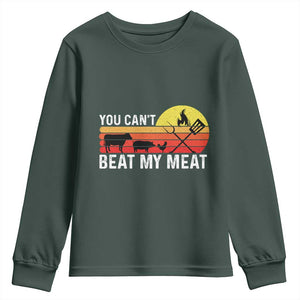 Funny BBQ Grilling Youth Sweatshirt You Can't Beat My Meat TS09 Dark Forest Green Print Your Wear