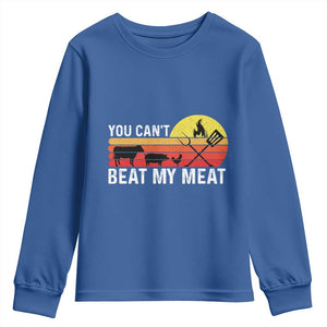 Funny BBQ Grilling Youth Sweatshirt You Can't Beat My Meat TS09 Royal Blue Print Your Wear
