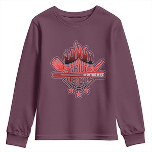 Funny BBQ Grilling Youth Sweatshirt Grill Lelend You Can't Beat My Meat TS09 Maroon Print Your Wear