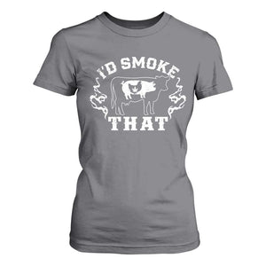 I'd Smoke That Grilling BBQ T Shirt For Women TS09 Charcoal Print Your Wear