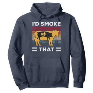 Funny I'd Smoke That Hoodie Grilling BBQ Weed Retro TS09 Navy Print Your Wear