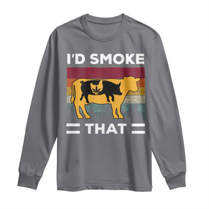 Funny I'd Smoke That Long Sleeve Shirt Grilling BBQ Weed Retro TS09 Charcoal Print Your Wear