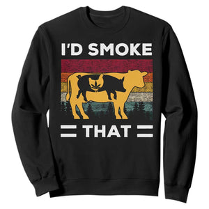 Funny I'd Smoke That Sweatshirt Grilling BBQ Weed Retro TS09 Black Print Your Wear