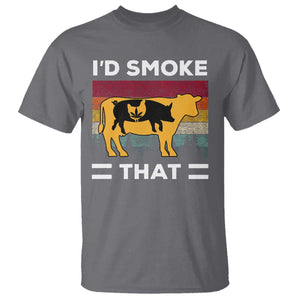 Funny I'd Smoke That T Shirt Grilling BBQ Weed Retro TS09 Charcoal Print Your Wear