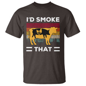 Funny I'd Smoke That T Shirt Grilling BBQ Weed Retro TS09 Dark Chocolate Print Your Wear
