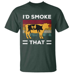 Funny I'd Smoke That T Shirt Grilling BBQ Weed Retro TS09 Dark Forest Green Print Your Wear