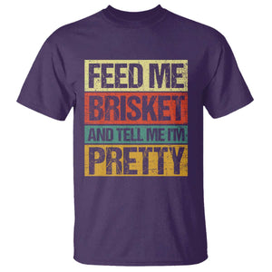 Funny Pitmaster BBQ T Shirt Feed Me Brisket Retro Smoker Grilling TS09 Purple Print Your Wear