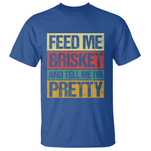 Funny Pitmaster BBQ T Shirt Feed Me Brisket Retro Smoker Grilling TS09 Royal Blue Print Your Wear