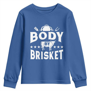 Funny Pitmaster BBQ Youth Sweatshirt Body By Brisket Smoker Grilling TS09 Royal Blue Print Your Wear