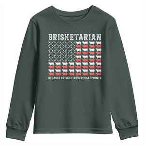 Funny BBQ Lover Youth Sweatshirt Brisketarian Because Brisket Never Disappoints TS09 Dark Forest Green Print Your Wear