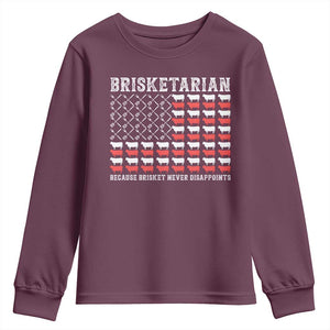 Funny BBQ Lover Youth Sweatshirt Brisketarian Because Brisket Never Disappoints TS09 Maroon Print Your Wear
