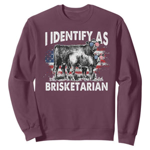 Funny BBQ Lover Sweatshirt I Identify As Brisketarian TS09 Maroon Print Your Wear