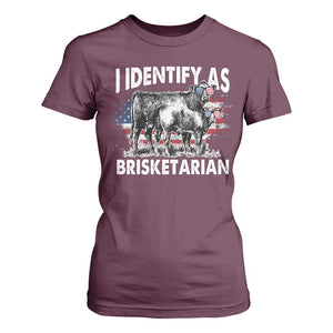 Funny BBQ Lover T Shirt For Women I Identify As Brisketarian TS09 Maroon Print Your Wear