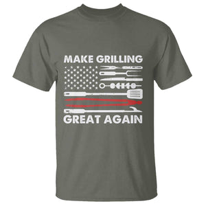 Funny BBQ Grilling Pitmaster T Shirt Make Grilling Great Again Chef Smoking Tools TS09 Military Green Print Your Wear