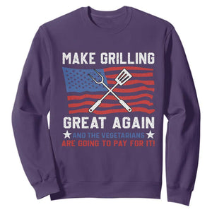 Funny BBQ Lover Sweatshirt Make Grilling Great Again And The Vegetarians Are Going To Pay For It TS09 Purple Print Your Wear