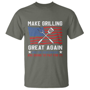 Funny BBQ Lover T Shirt Make Grilling Great Again And The Vegetarians Are Going To Pay For It TS09 Military Green Print Your Wear